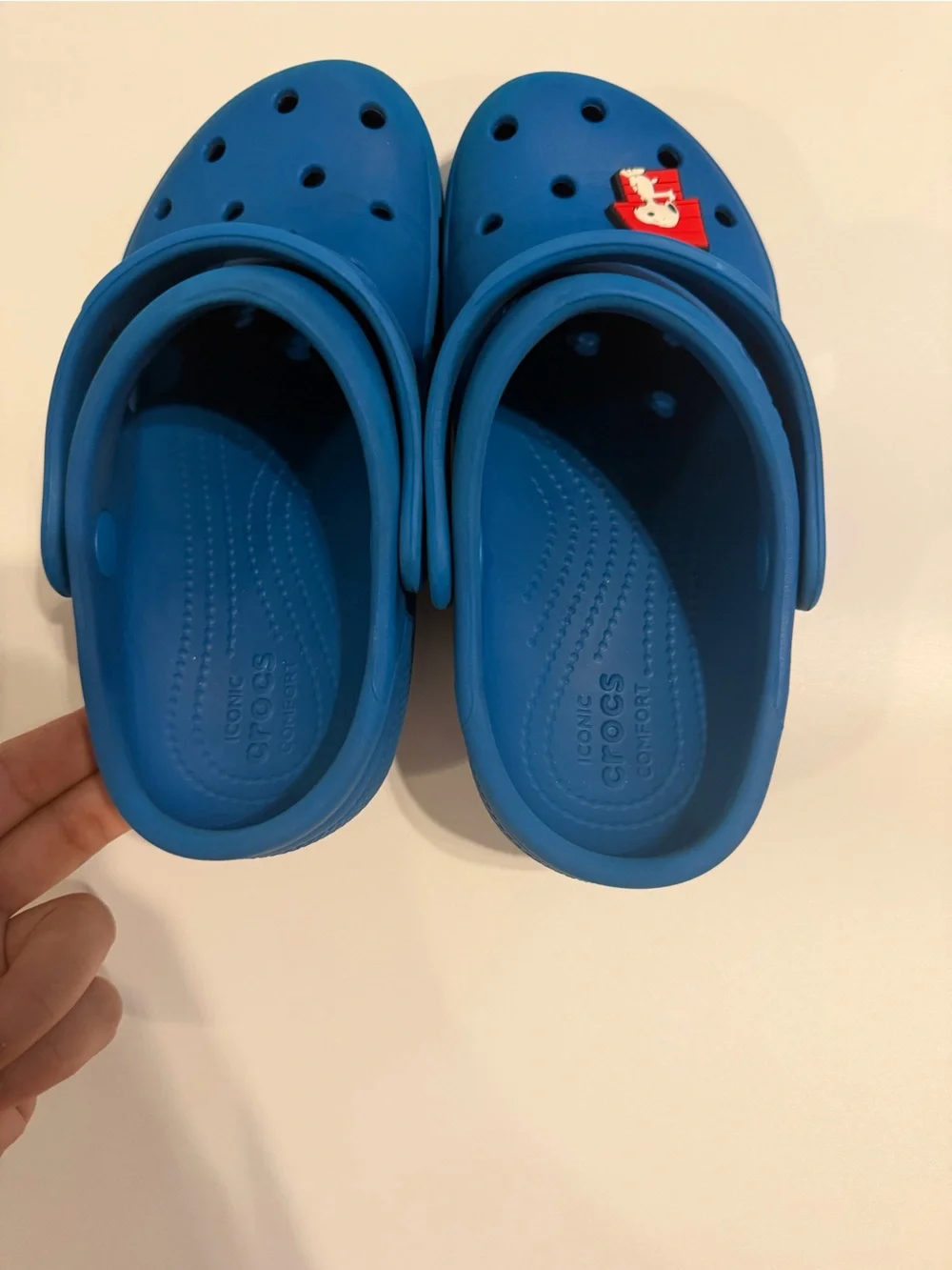 CROCS Kids Blue Clogs with Snoopy and Stitch Charms